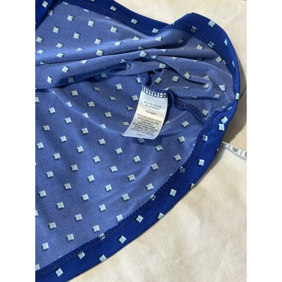 Liz Claiborne Blue Geometric Print Wrap Top | Size M - Picture 7 of 13